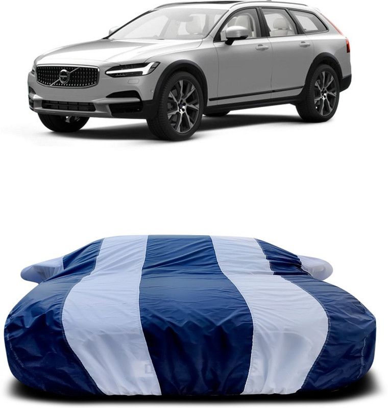 Ascension Car Cover For Volvo V90 (With Mirror Pockets)  (White, Blue)
