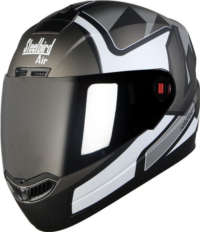 Steelbird SBA-1 Robotics Matt Black Grey With Plain visor Motorbike Helmet  (Black)