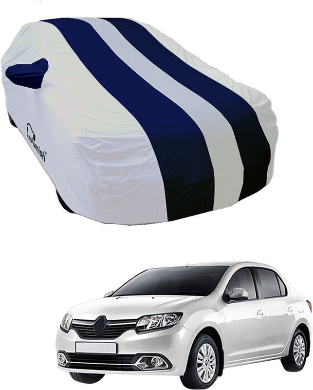 AutoFurnish Car Cover For Renault Logan (With Mirror Pockets)  (White, Blue)