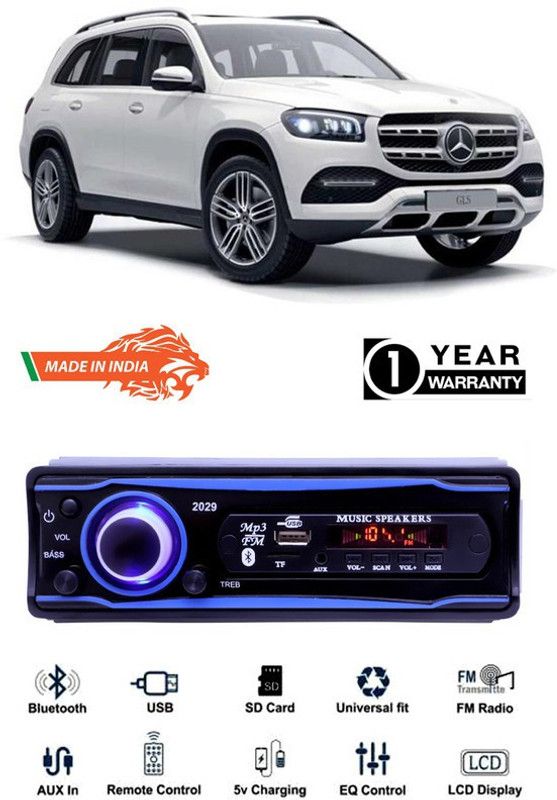 Genipap Blue 2029 USB/AUX/SD/BLUETOOTH/FM/MP3 BOOM MASTER STANDARD- GP399 Car Stereo  (Single Din)