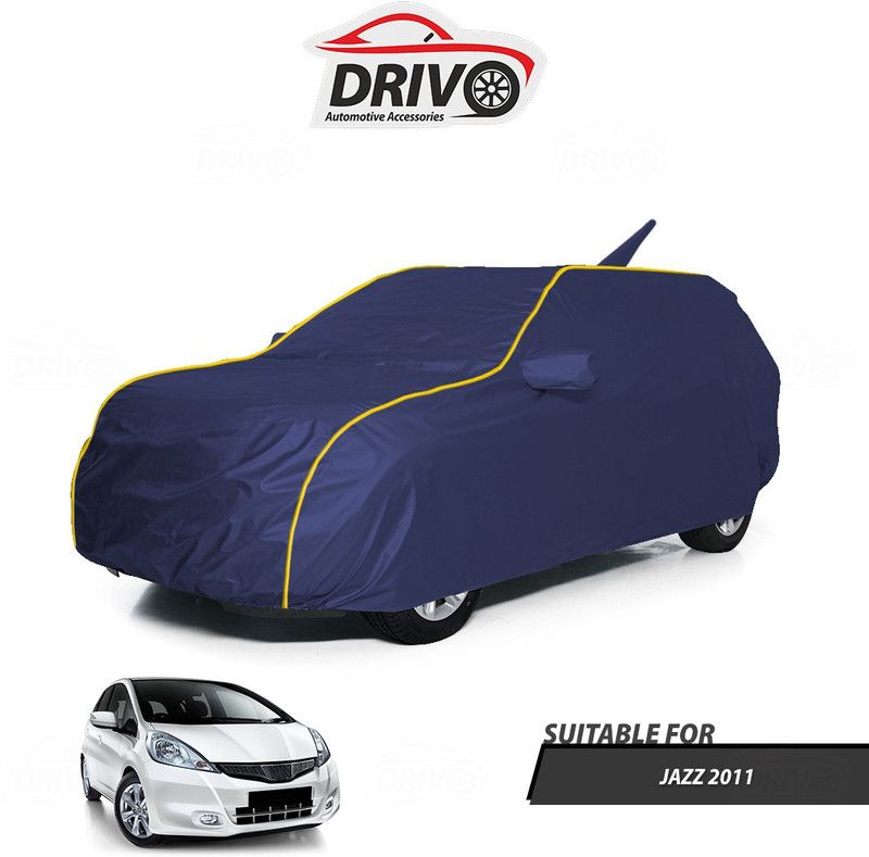 Drivo Car Cover For Honda Jazz (With Mirror Pockets)  (Blue)