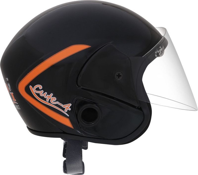 Q Pi International Helmet for Kids Helmet Cute4 (Color-Black) Motorbike Helmet  (Black)