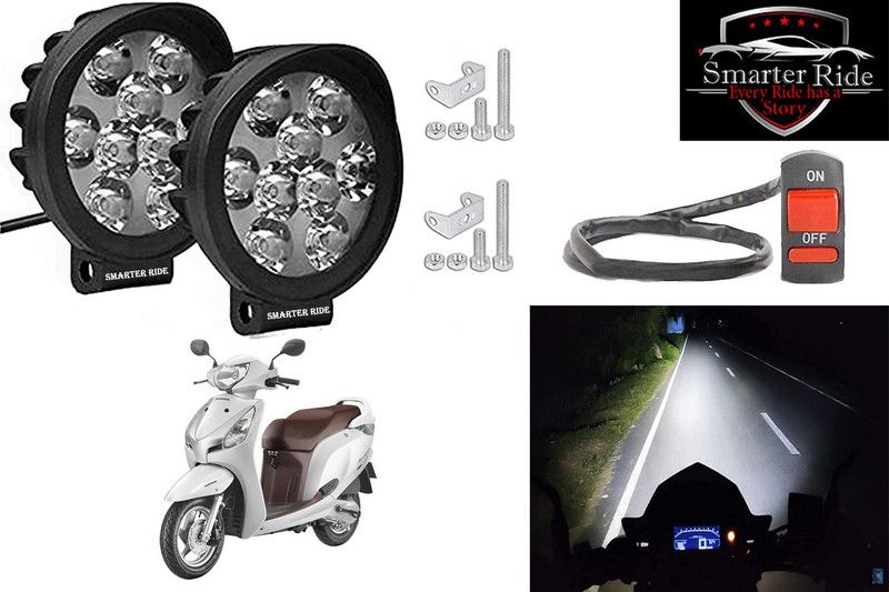 SMARTER RIDE Waterproof 9 Cap LED Fog Light with Switch for Honda Aviator Headlight, Fog Lamp Motorbike LED for Honda (12 V, 15 W)  (Aviator, Pack of 3)
