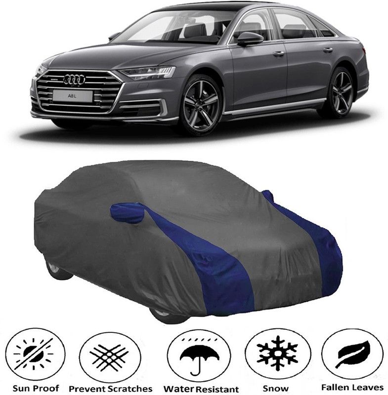 AUTOGARH Car Cover For Audi A8 (With Mirror Pockets)  (Grey, Blue)