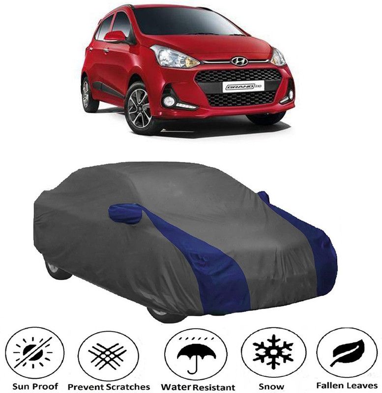 AUTOGARH Car Cover For Hyundai Grand i10 (With Mirror Pockets)  (Grey, Blue)
