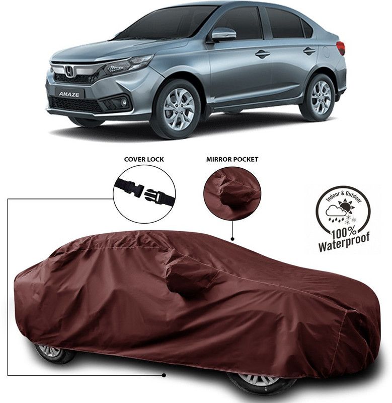 AUTOGARH Car Cover For Honda Amaze (With Mirror Pockets)  (Maroon)