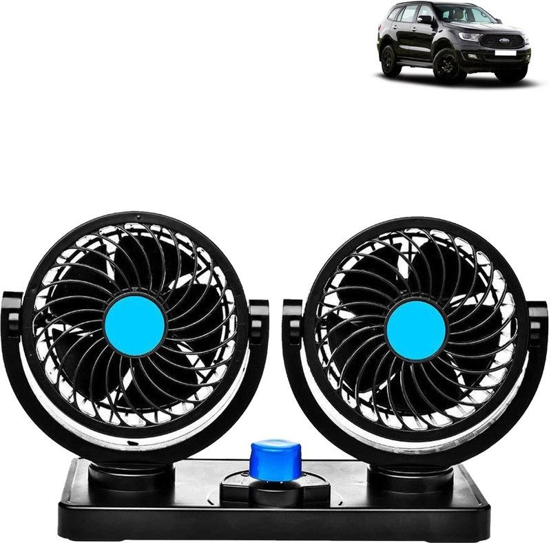 Rhtdm Car Fan 12V 360 Degree Rotatable Dual Head Auto Cooling Air Fan for Endeavour Car Interior Fan  (12 V)