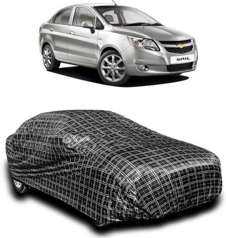 APNEK Car Cover For Chevrolet Sail Hatchback (Without Mirror Pockets)  (Silver, Black)