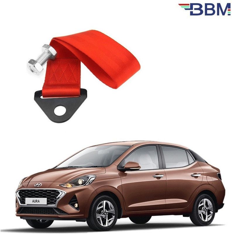 BBM Tow Belt and Strap Universal Front & Rear Tow Strap, Towing Belt , Tow Hook With Nut Bolt(Random Colours Orange, Blue, Yellow and Green) for Hyundai Aura 2019 2020 2021 Front and Rear Mount Towing Hook