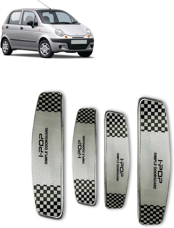 Etradezone Plastic Car Door Guard  (Silver, Black, Pack of 4, Chevrolet, Matiz)