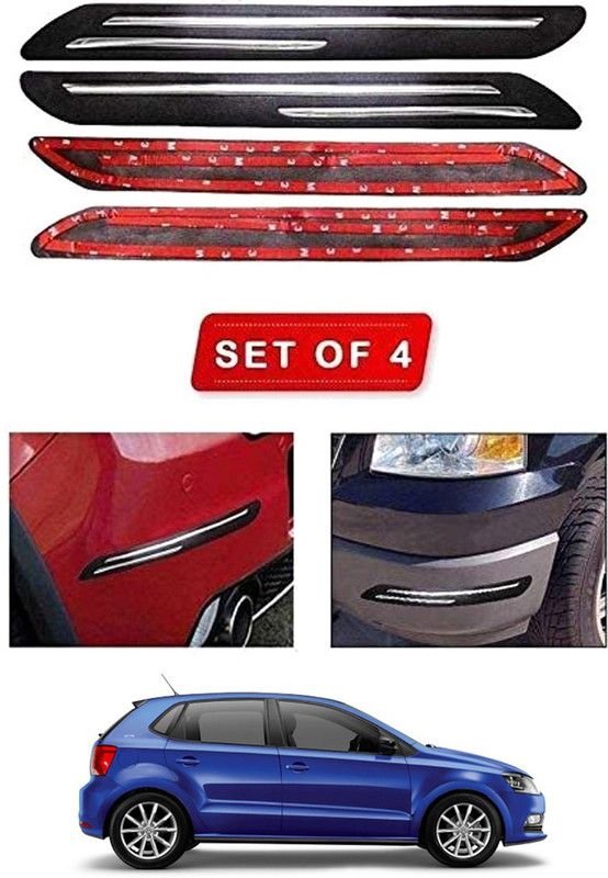 ANTHUB Rubber Car Bumper Guard  (Black, Silver, Pack of 4, Volkswagen, Universal For Car)