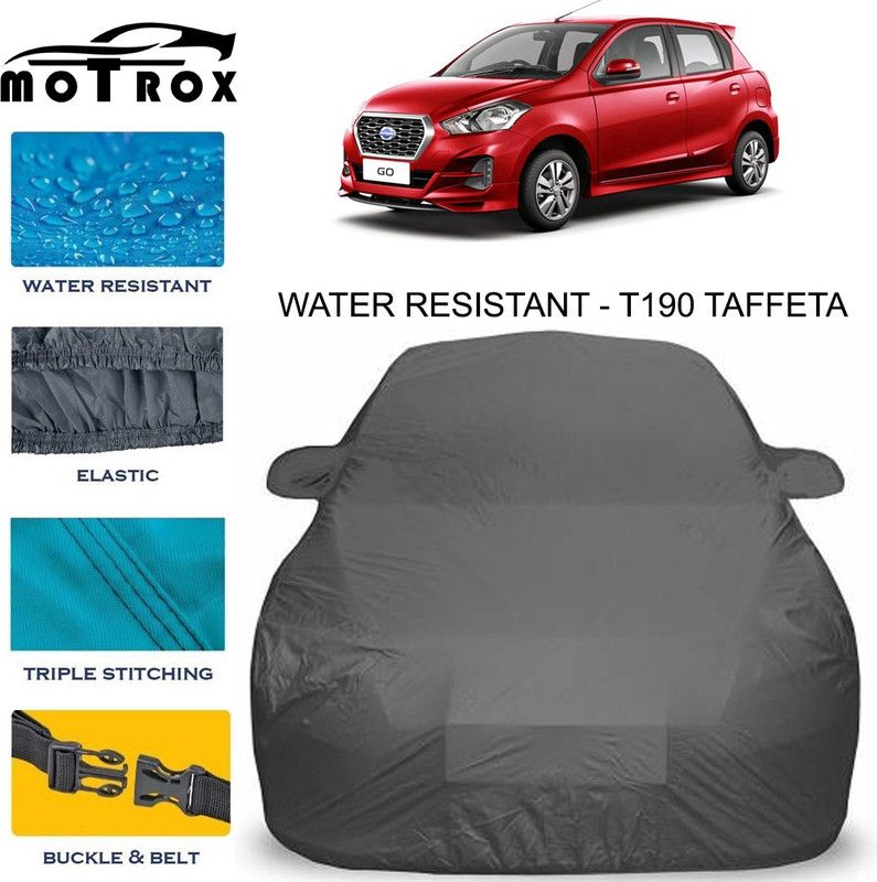 MoTRoX Car Cover For Nissan Go (With Mirror Pockets)  (Grey)