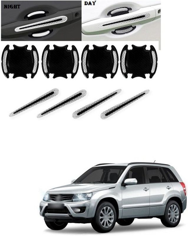 PECUNIA Car Door Handle Scratch Cover Sticker Protective Film Pad & Carbon Fiber Striation Bowl Decal Warning Sticker Reflective Strips (8PCS Silver) C208 Car Beading Roll For Bumper, Door  (8 m)