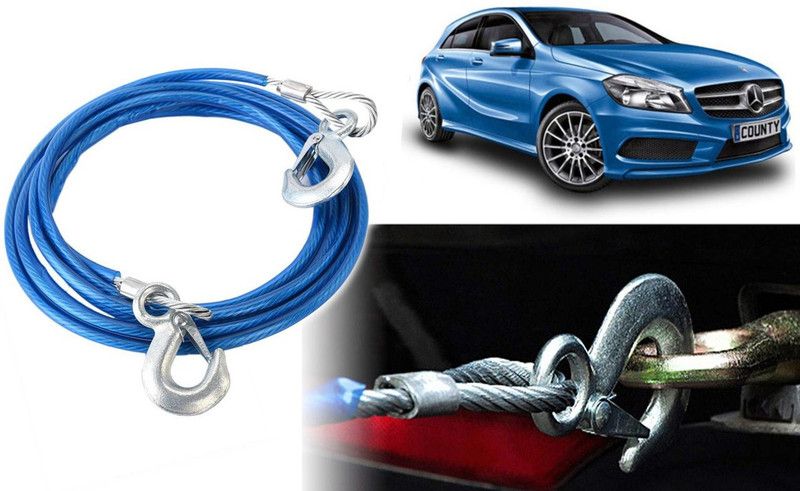 Selifaur 8H264-Heavy Duty Tow Ropes 8mm 4mtr 6Tons Wire Cable High Strength Hook Steel Wire Trailer Car Emergency Towing Rope for A Class 4 m Towing Cable  (Steel, Plastic, 6000 kg Pull Capacity)