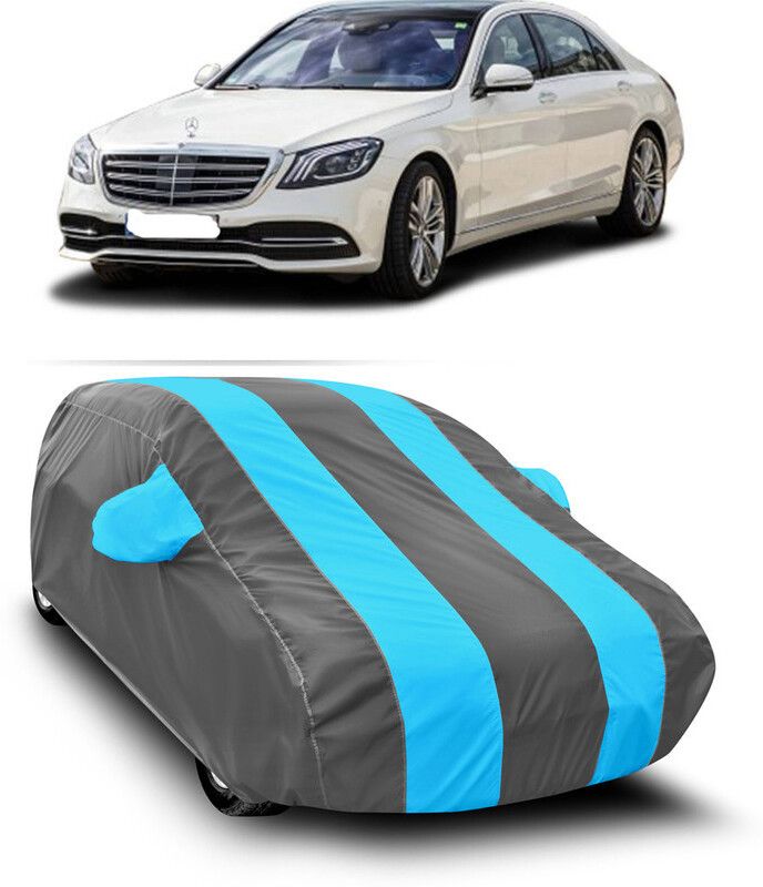 AutoTiger Car Cover For Mercedes Benz S350 (With Mirror Pockets)  (Grey, Blue)