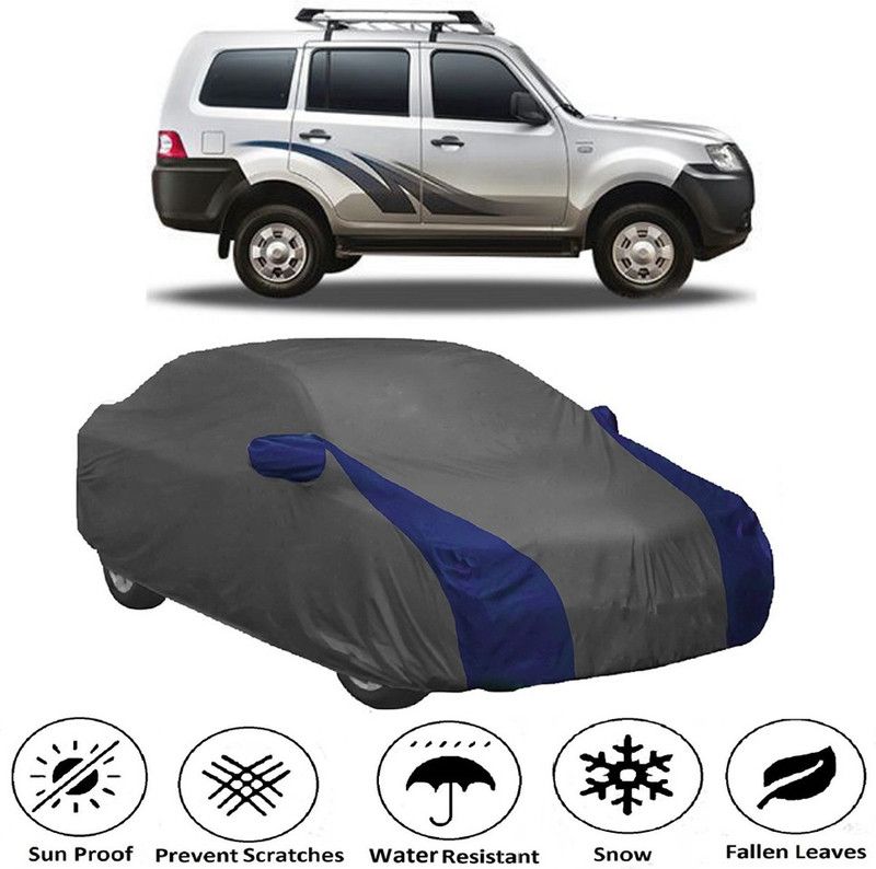 Ascension Car Cover For Tata Movus (With Mirror Pockets)  (Grey, Blue)
