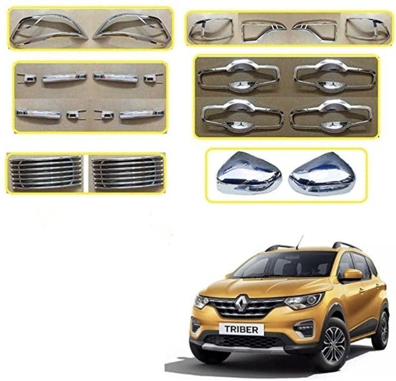 autoxin Triber Exterior Chrome Accessories Combo Garnish Kit - Set of 22 Pcs Glossy, Chrome Renault Triber RXZ, Triber RXT, Triber RXL, Triber RXE Side Garnish