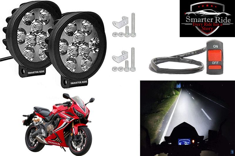 SMARTER RIDE Waterproof 9 Cap LED Fog Light with Switch for Honda CBR650R Headlight Motorbike LED for Honda (12 V, 15 W)  (CBZ Xtreme, Pack of 3)