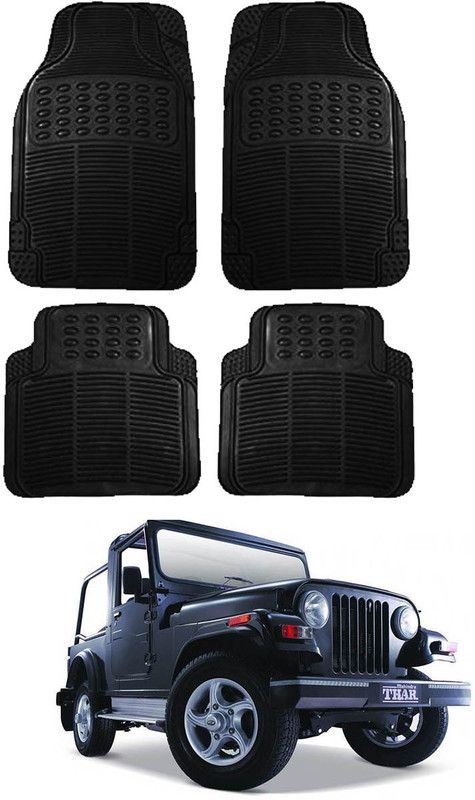 SHOOLIN Rubber Standard Mat For Mahindra Thar  (Black)