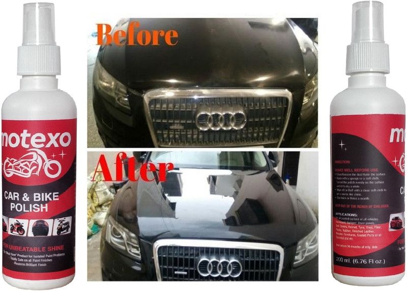 MOTEXO Liquid Car Polish for Exterior, Dashboard, Chrome Accent, Bumper, Leather, Headlight, Metal Parts, Windscreen  (400 ml, Pack of 2)