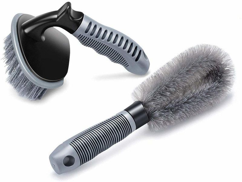 M MOD CON Wheel Tyre Rim Clean Wash Brush Combo 2 Wheel Tire Cleaner  (Pack of 2)