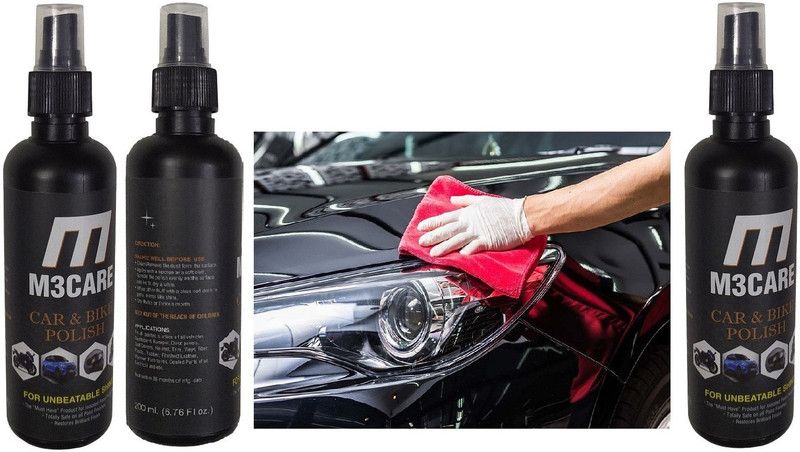 M3CARE Liquid Car Polish for Chrome Accent, Bumper, Exterior, Headlight, Metal Parts, Leather, Windscreen, Dashboard  (600 ml, Pack of 3)
