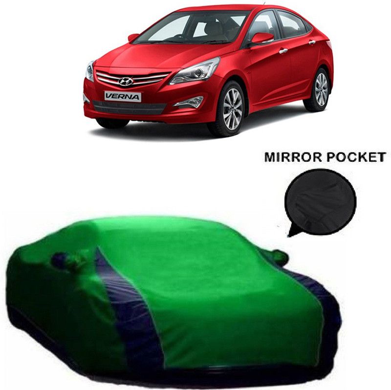 Ascension Car Cover For Hyundai Fluidic Verna (With Mirror Pockets)  (Green, Blue)