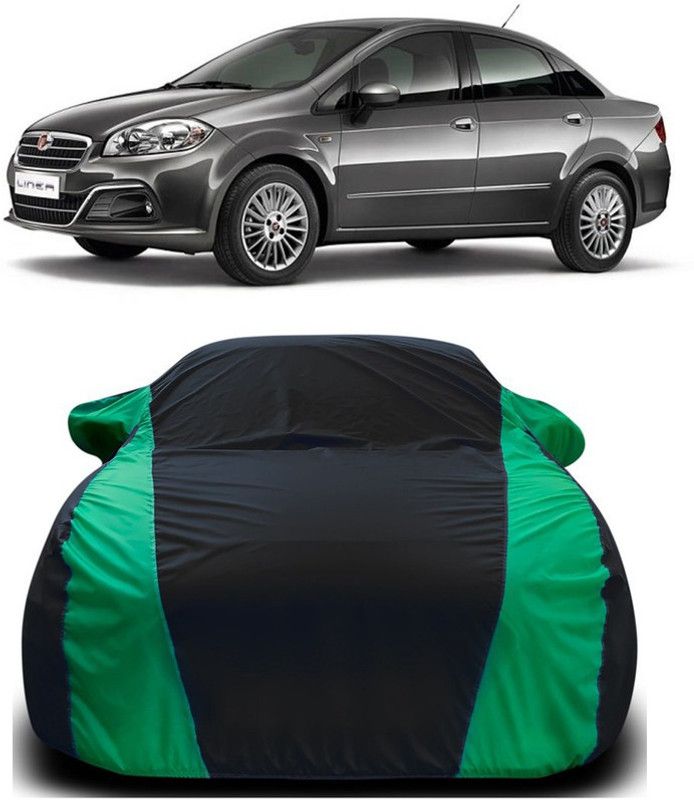 Furious3D Car Cover For Fiat Linea (With Mirror Pockets)  (Green, Black)