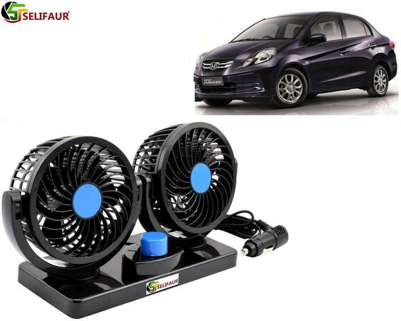 Selifaur F96 - Mitchell 12V DC Electric Car Fan for Dashboad 360 Degree Rotatable Dual Head Car Auto Cooling Air Fan Car Interior Fan  (12 V)