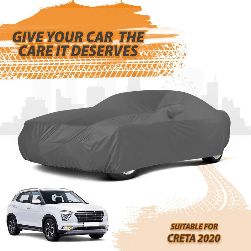 Drivo Car Cover For Hyundai Creta 2020 (With Mirror Pockets)  (Grey)