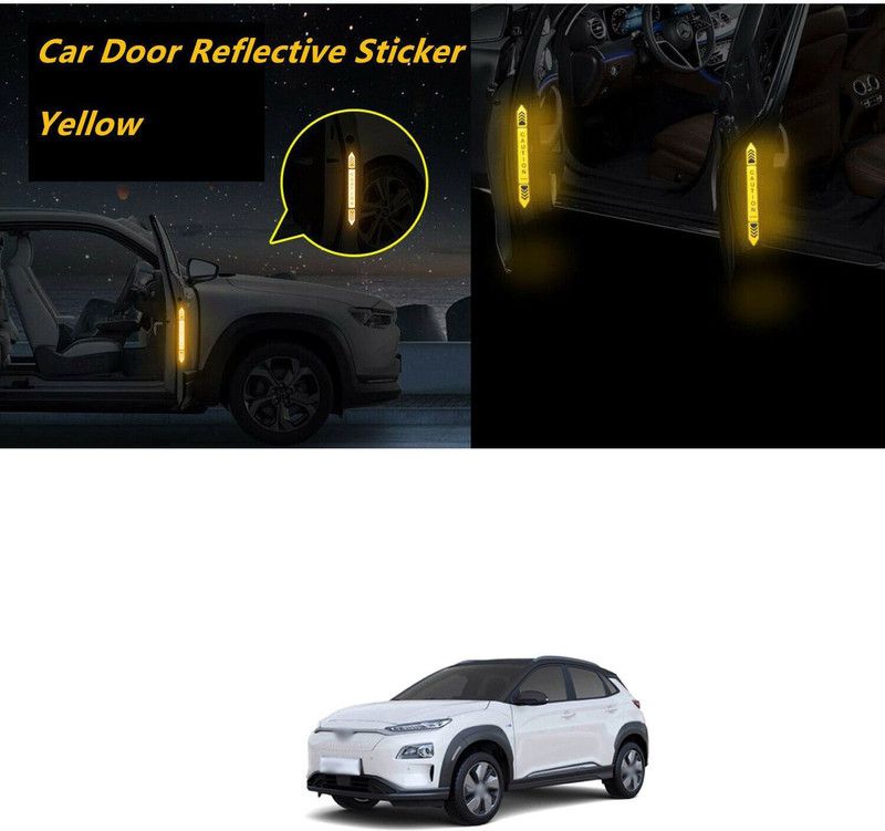PECUNIA Car Door Open Caution Sticker Reflective Tape Safety Warning Decal 1119 55 mm x 5 m Multi Color Reflective Tape  (Pack of 4)