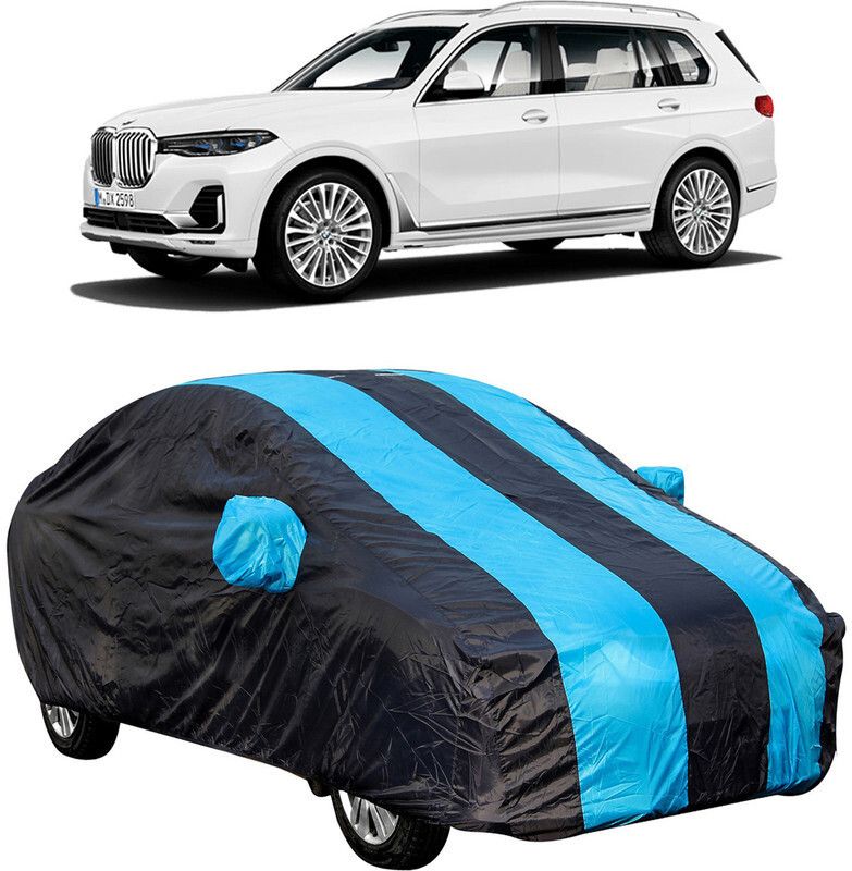 AutoTiger Car Cover For BMW X7 (With Mirror Pockets)  (Black, Blue)