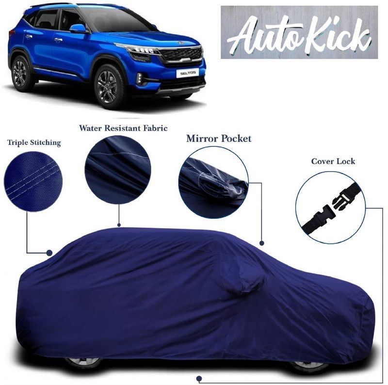 AutoKick Car Cover For Kia SELTOS (With Mirror Pockets)  (Blue)