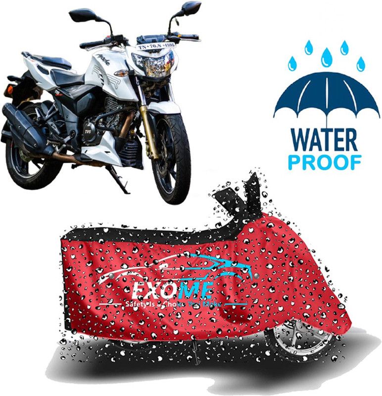 EXOME Two Wheeler Cover for TVS  (Apache RTR 200 4V, Red, Black)