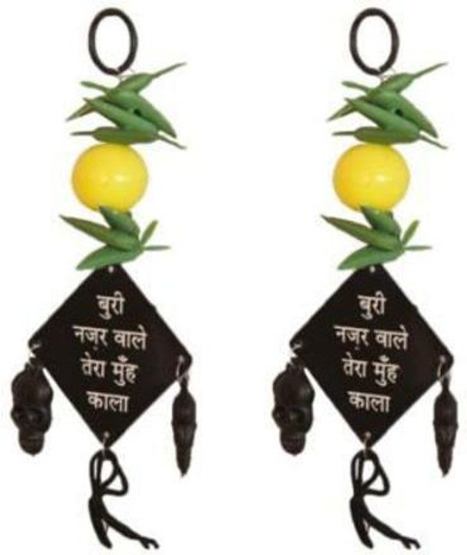 Pepino Great Buri Nazar Nimbu Mirchi Door Car Hanging (Pack Of 2 ) Car Hanging Ornament  (Pack of 2)