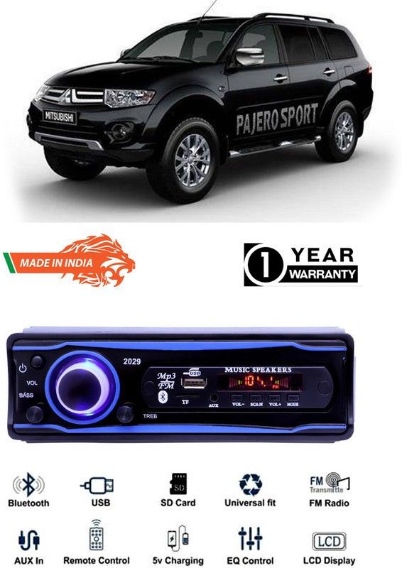 Genipap Blue 2029 USB/AUX/SD/BLUETOOTH/FM/MP3 BOOM MASTER STANDARD- GP432 Car Stereo  (Single Din)