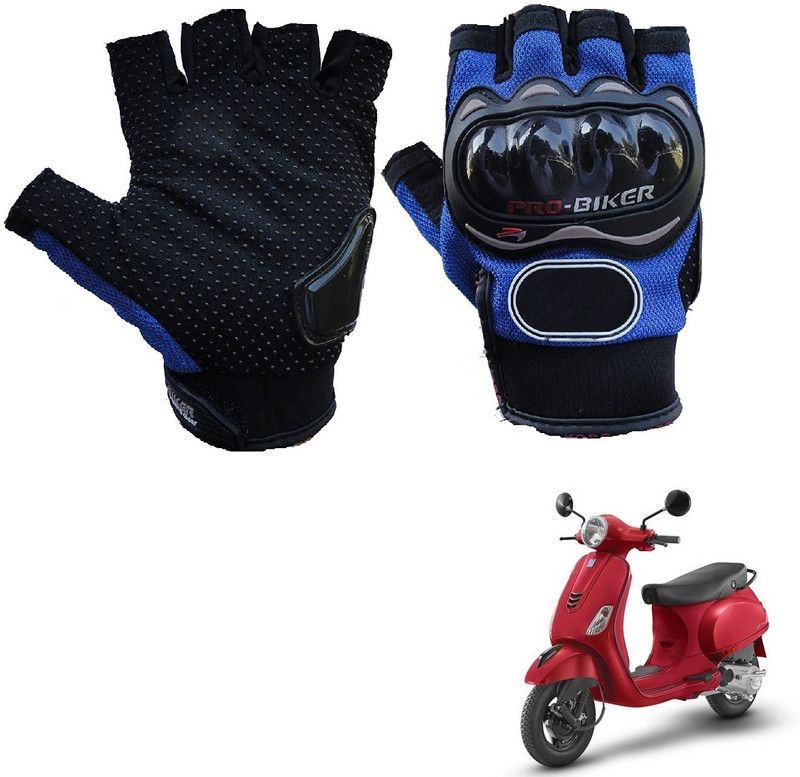 AuTO ADDiCT PRO BIKER HALF FINGERED GLOVES BLUE FOR VESPA Urban Club 125 Riding Gloves  (Blue)