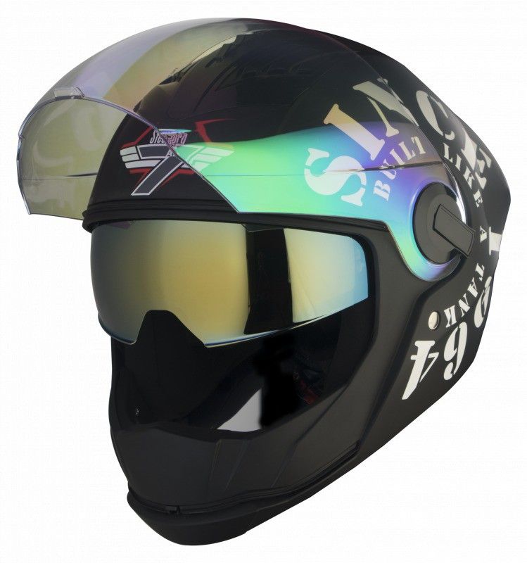 Steelbird Tank Night Vision Motorbike Helmet  (Black/White)