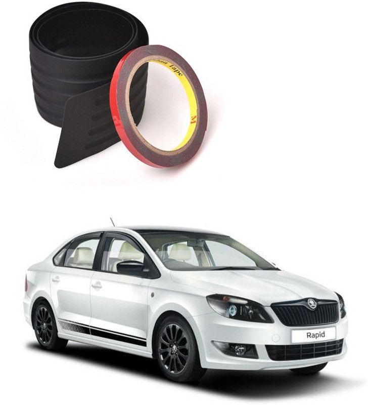 PRTEK Plastic Car Bumper Guard  (Black, Pack of 1 X MATT BLACK, Skoda, Rapid)