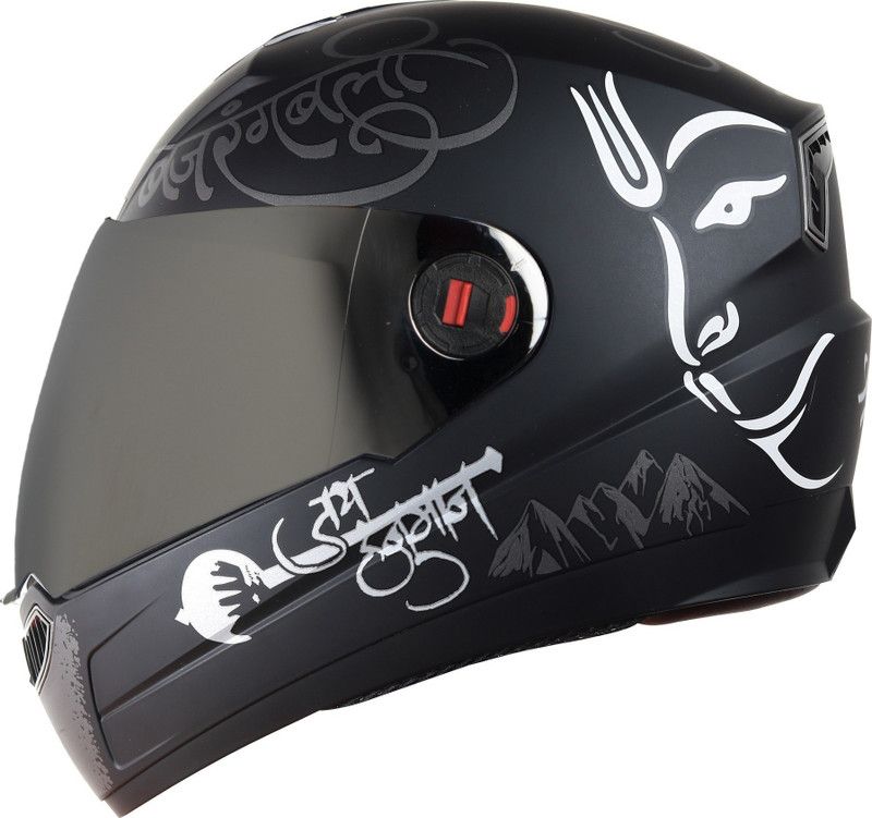 Steelbird SBA-1 Mahavir with crome Silver visor Motorbike Helmet  (Matt Black White with crome Silver visor)