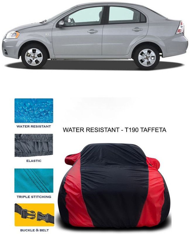 Ascension Car Cover For Chevrolet Aveo (With Mirror Pockets)  (Red, Black)