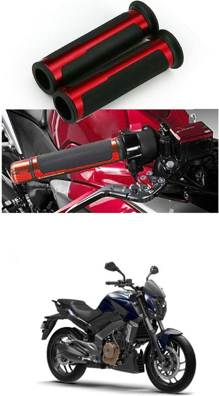 PRTEK 7/8 Handle Bar CNC Aluminum Rubber Handlebar Hand Grips 335 Handle Bar Grip For Bajaj NA  (Pack of 2)