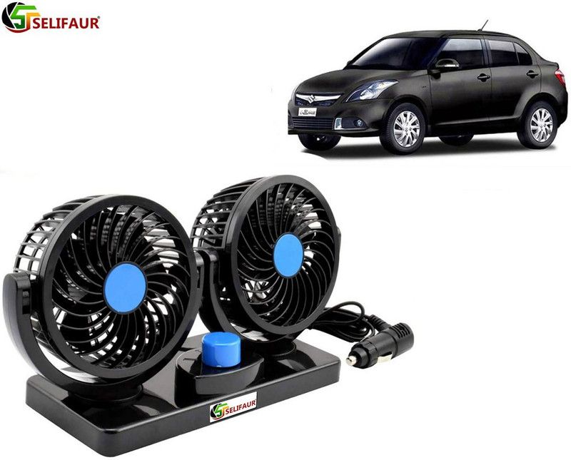 Selifaur F212 - Mitchell 12V DC Electric Car Fan for Dashboad 360 Degree Rotatable Dual Head Car Auto Cooling Air Fan Maruti Suzuki Swift Dzire Type -3 Car Interior Fan  (12 V)