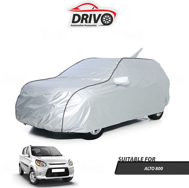 Drivo Car Cover For Maruti Alto 800 (With Mirror Pockets)  (Silver)