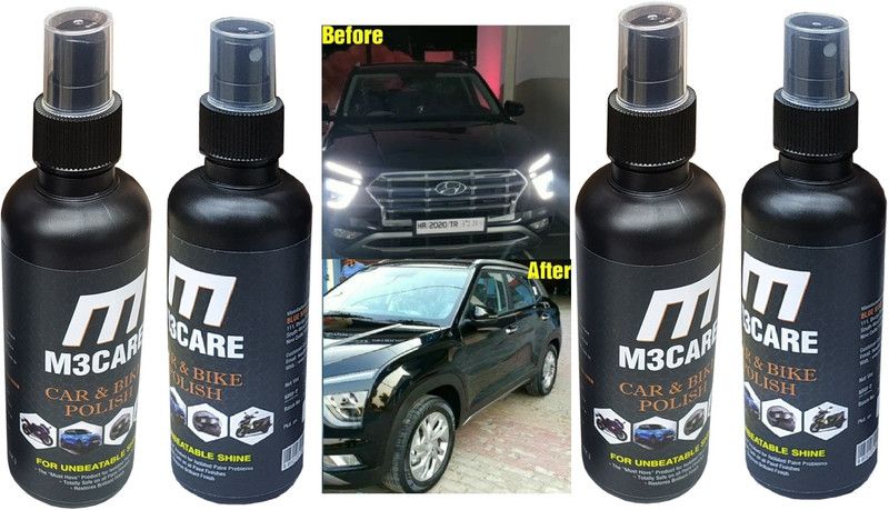 M3CARE Liquid Car Polish for Chrome Accent, Windscreen, Metal Parts, Leather, Headlight, Exterior, Dashboard, Bumper  (800 ml, Pack of 4)