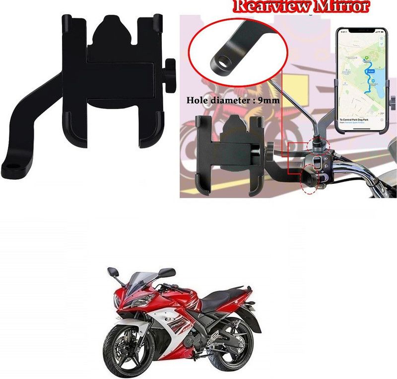 Atoray Metal CNC Bike Mount Holder Mirror Cradle yamaha R15 s Bike Mobile Holder  (Black)