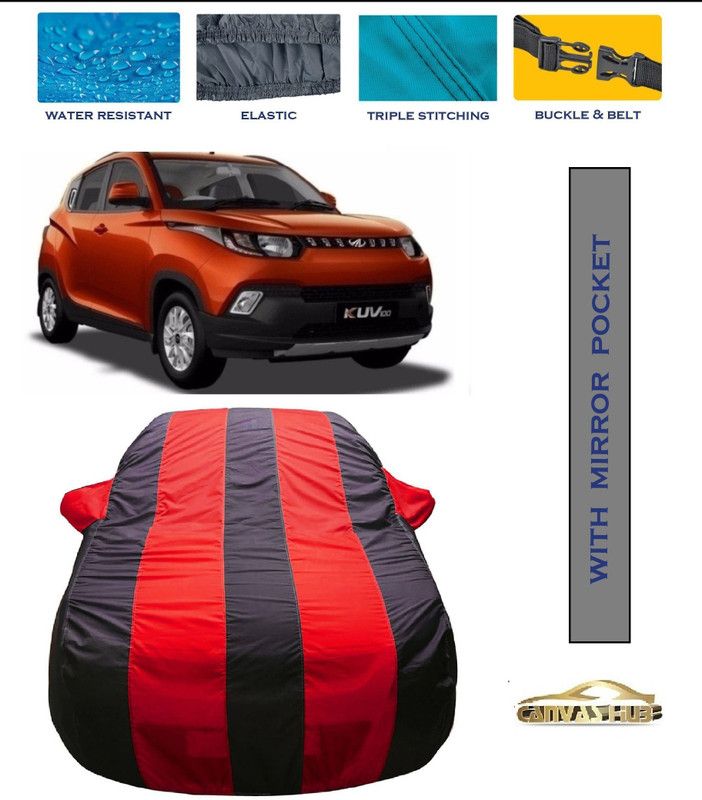CANVAS HUB Car Cover For Mahindra 100 (With Mirror Pockets)  (Red, Blue)