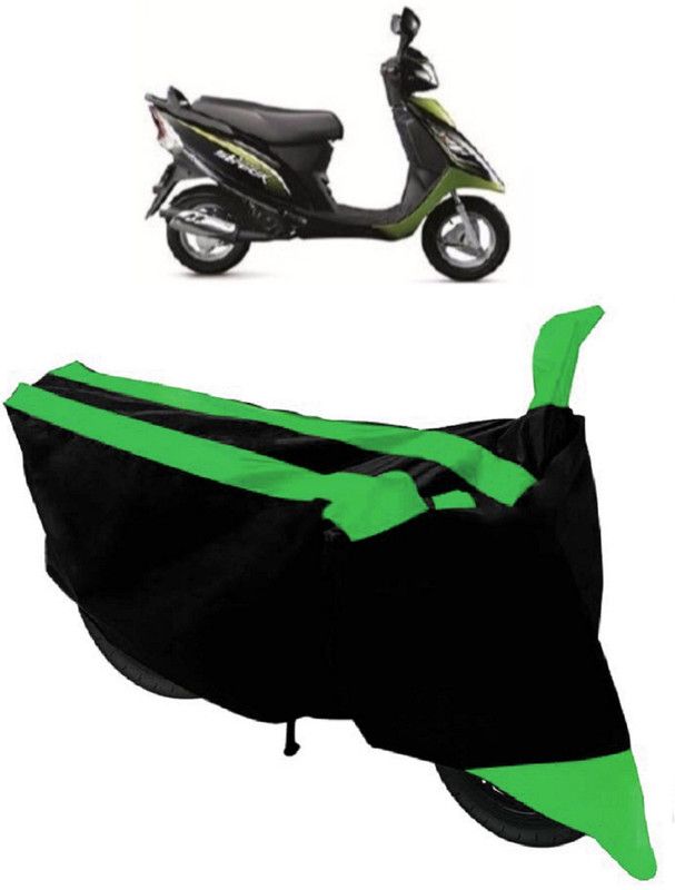 ABORDABLE Waterproof Two Wheeler Cover for TVS  (Scooty Streak, Green, Black)