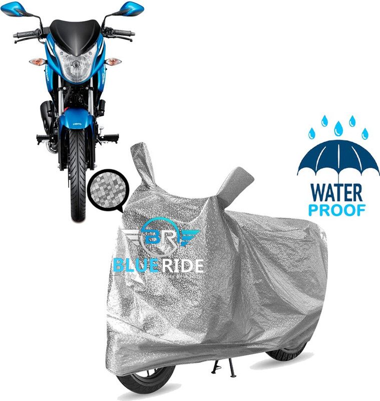 BLUERIDE Two Wheeler Cover for Hero  (Glamour, Silver)