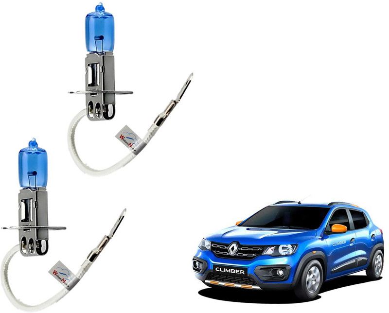 WolkomHome Car H3 halogen headlight Fog lamp bulb 12V - 100W 5000K Cool Blue Ultimate White for Renault KWID Climber Headlight Car Halogen for Renault (12 V, 100 W)  (Kwid, Pack of 2)
